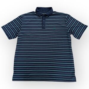 Callaway Golf‎ Polo Shirt Men's Navy Stripe Polyester Short Sleeve Size XL